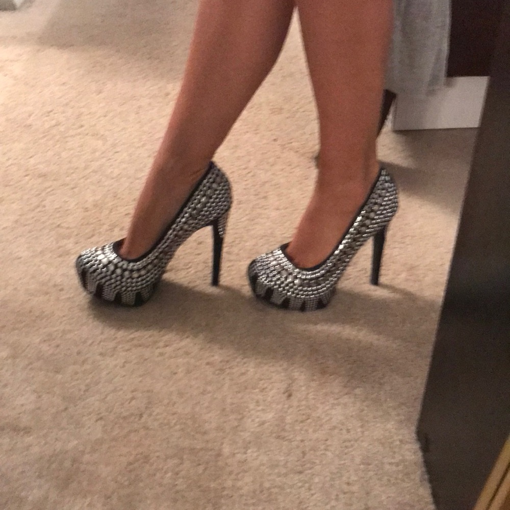 Soft studded black heels
